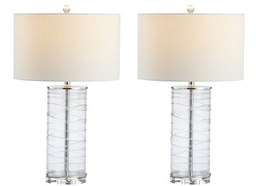 Cole 27.5" Modern Fused Glass Cylinder LED Table Lamp - JONATHAN Y